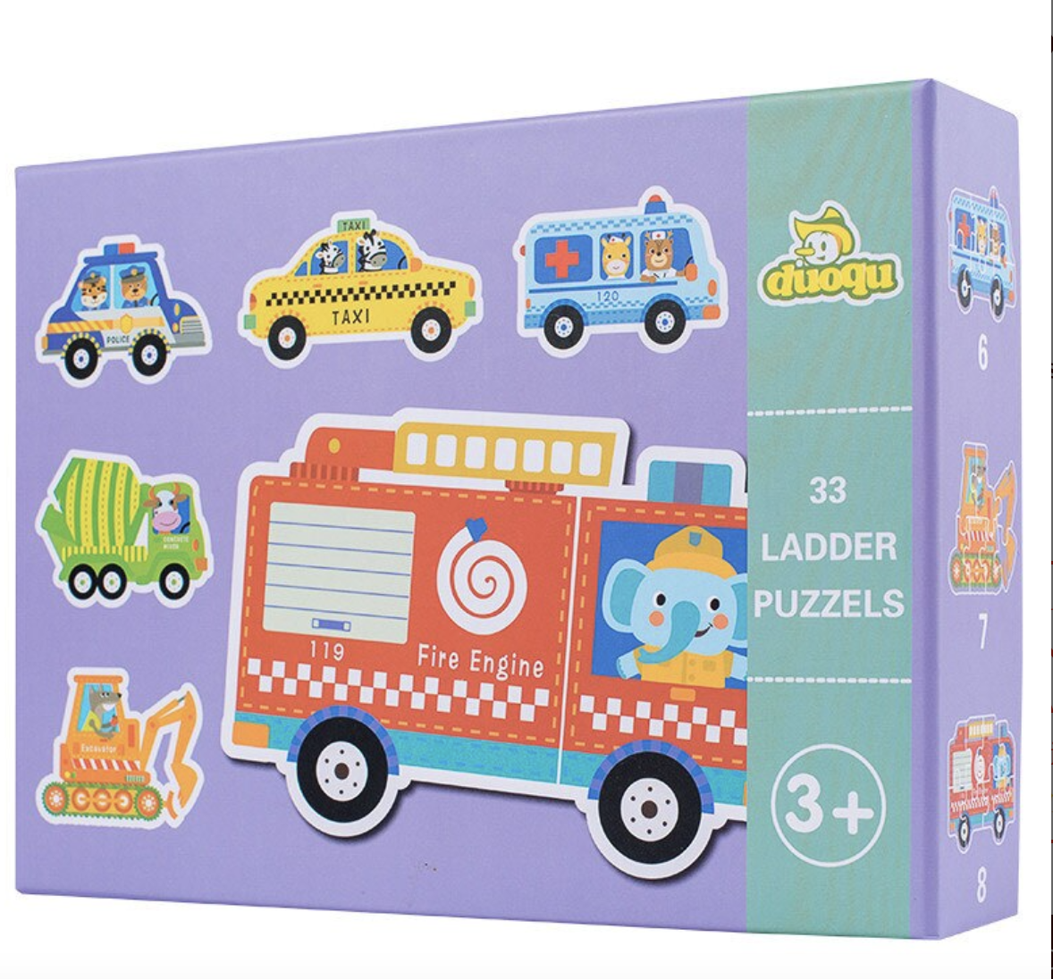 Set 6 Puzzle din carton cu 6- Mijloace de transport Piese mari